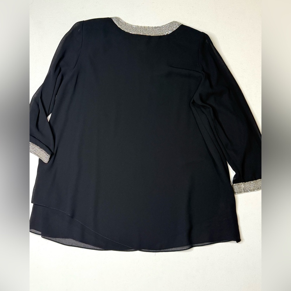 Vintage Julian Wilder Black Beaded Collar Tunic Swing Dress Size 16